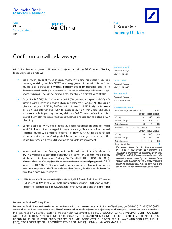 Conference call takeaways