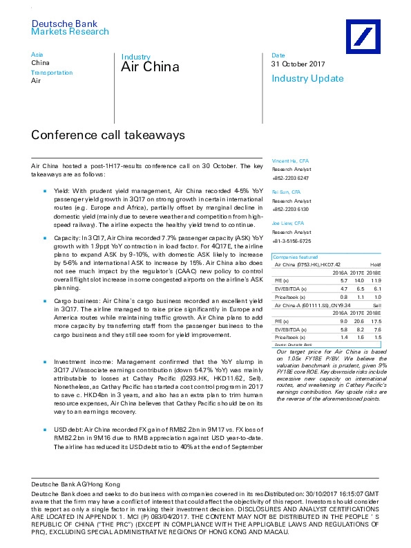 Conference call takeaways