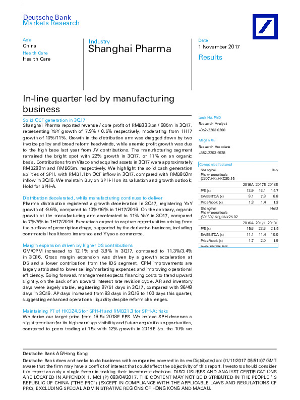 In-line quarter led by manufacturing business
