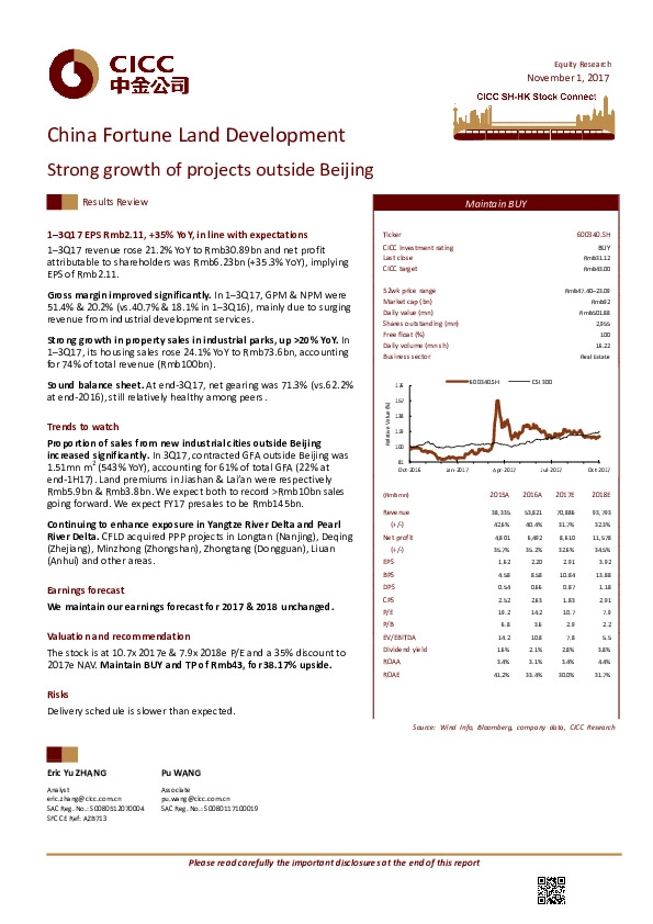 Strong growth of projects outside Beijing