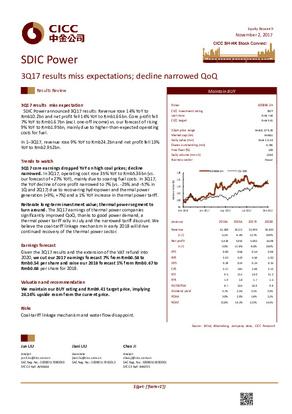 3Q17 results miss expectations; decline narrowed QoQ
