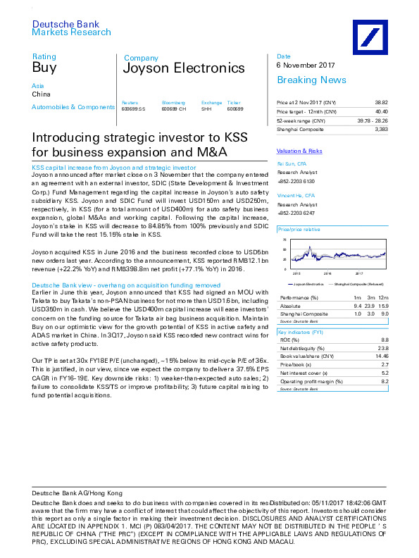 Introducing strategic investor to KSS for business expansion and M&A