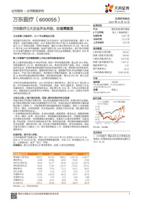 万东医疗三大主业齐头并进，估值需重塑