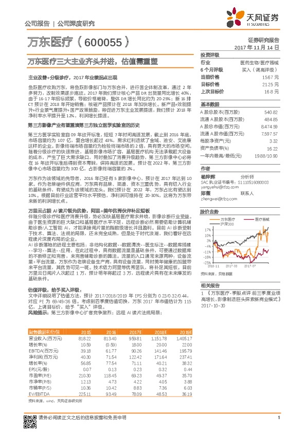 万东医疗三大主业齐头并进，估值需重塑