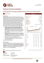 Visible growth of private broadband network business; Reiterate BUY