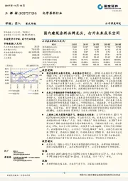 国内建筑涂料品牌龙头，打开未来成长空间