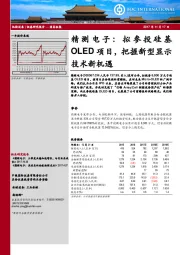 拟参投硅基OLED项目，把握新型显示技术新机遇