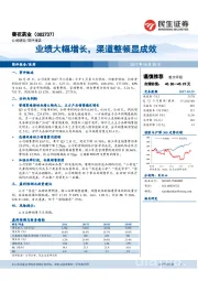 业绩大幅增长，渠道整顿显成效