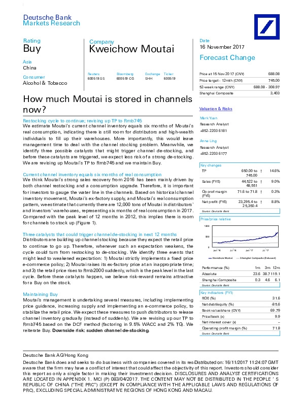 How much Moutai is stored in channels now?