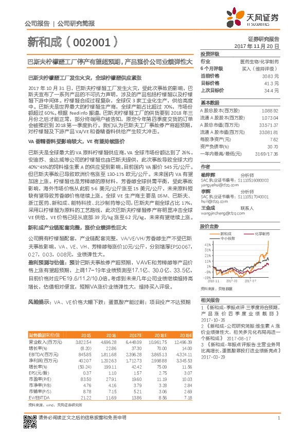 巴斯夫柠檬醛工厂停产有望超预期，产品涨价公司业绩弹性大