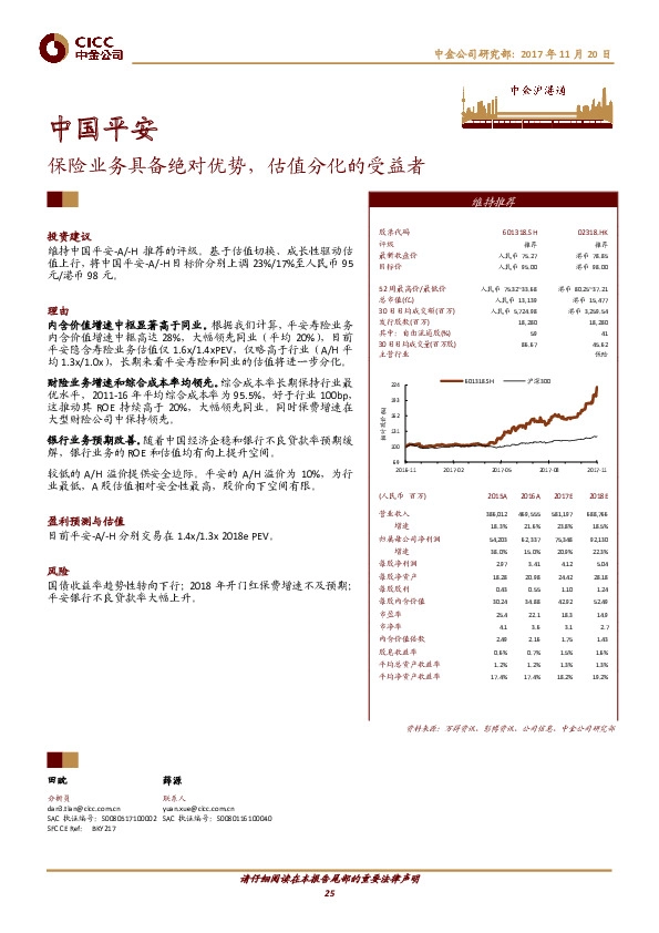保险业务具备绝对优势，估值分化的受益者