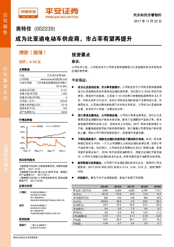 成为比亚迪电动车供应商，市占率有望再提升