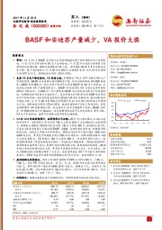 BASF和安迪苏产量减少，VA报价大涨