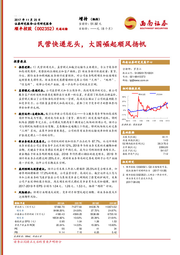 民营快递龙头，大国崛起顺风扬帆