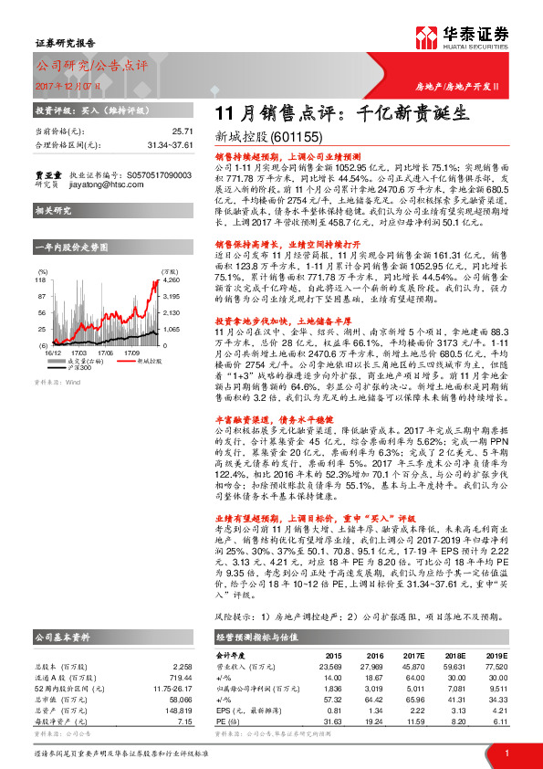 11月销售点评：千亿新贵诞生