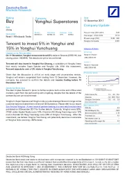 Tencent to invest 5% in Yonghui and 15% in Yonghui Yunchuang