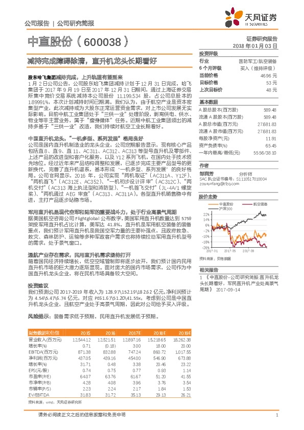 减持完成障碍除清，直升机龙头长期看好
