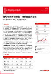 首次覆盖报告：潜心布局终端销售，为放量夯实基础