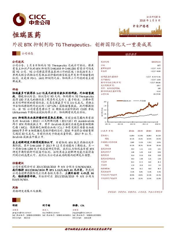 外授BTK抑制剂给TG Therapeutics，创新国际化又一重要成果