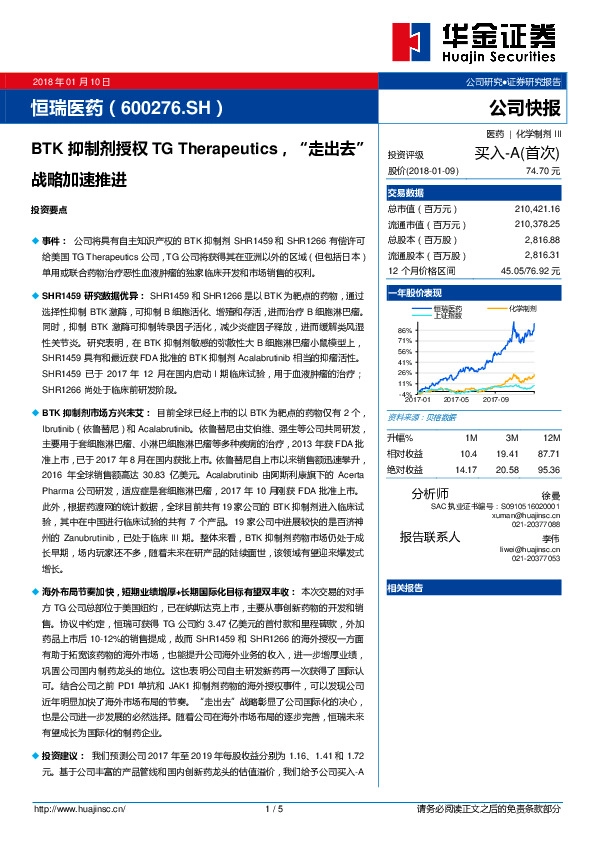 BTK抑制剂授权TGTherapeutics，“走出去”战略加速推进