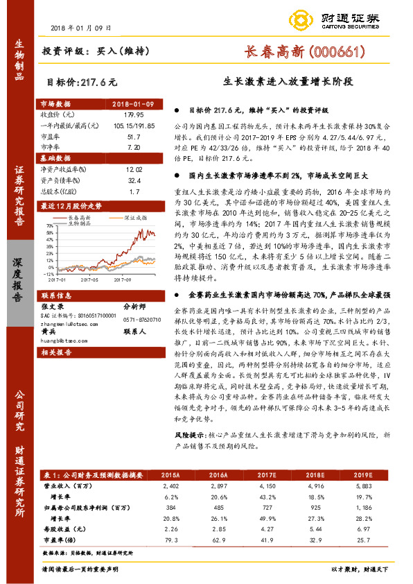 生长激素进入放量增长阶段