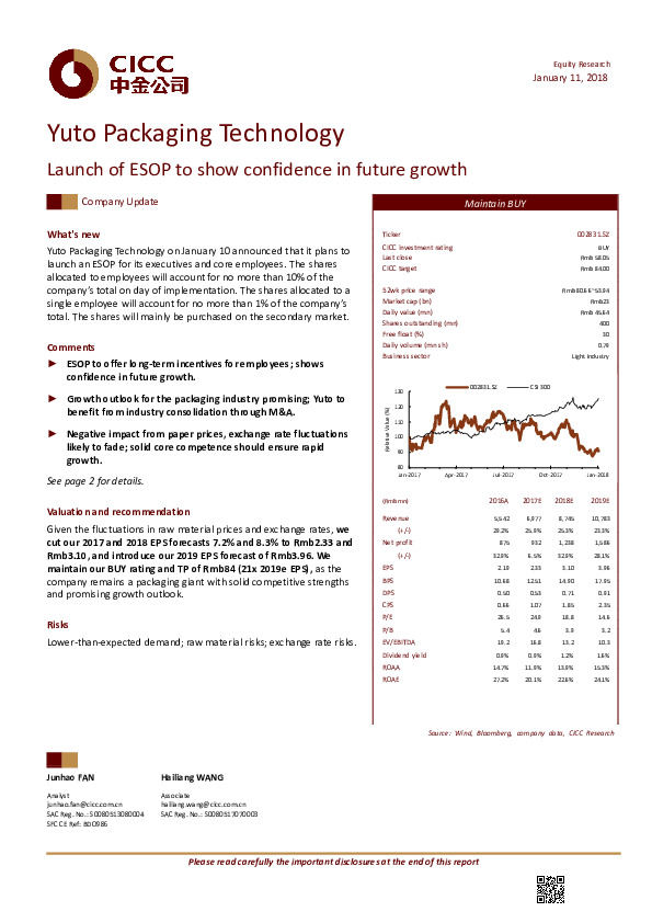 Launch of ESOP to show confidence in future growth