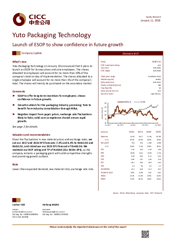 Launch of ESOP to show confidence in future growth