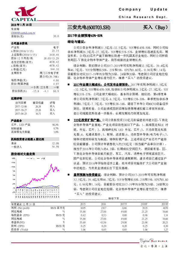 2017年业绩预增45%-50%