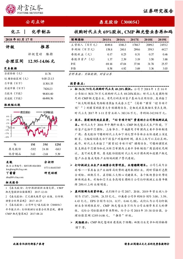 收购时代立夫69%股权，CMP抛光垫业务再加码