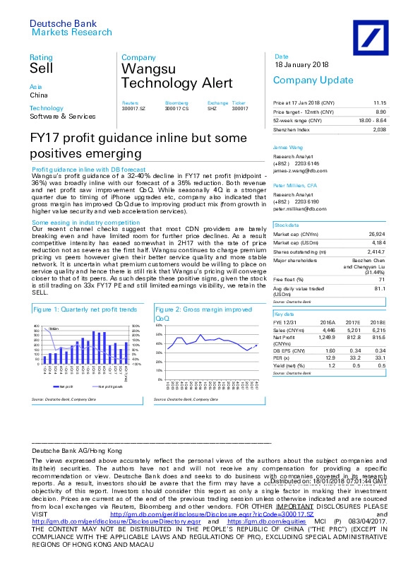 FY17 profit guidance inline but some positives emerging