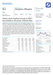 Prelim result implied hiccups in 4Q17 but already in the price; maintain Buy