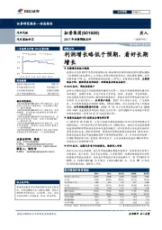 2017年业绩预报点评：利润增长略低于预期，看好长期增长