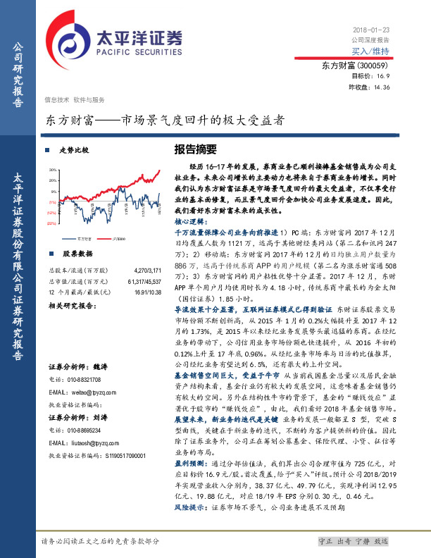 东方财富：市场景气度回升的极大受益者