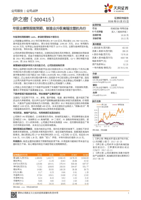 年报业绩预报超预期，制造业升级高端注塑机先行