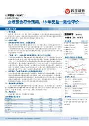 业绩预告符合预期,18年受益一致性评价