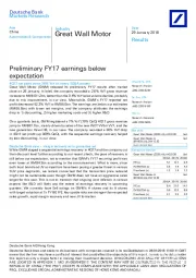 Preliminary FY17 earnings below expectation