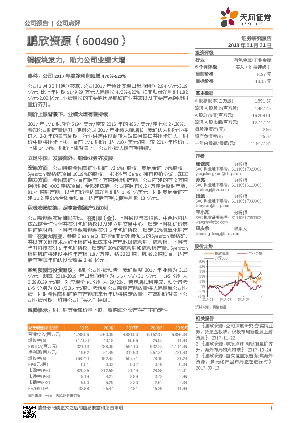 铜板块发力，助力公司业绩大增