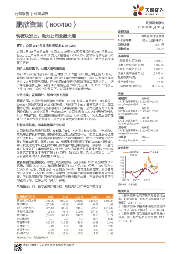 铜板块发力，助力公司业绩大增