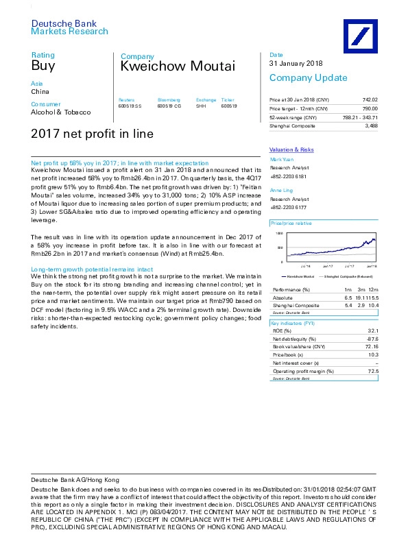 2017 net profit in line
