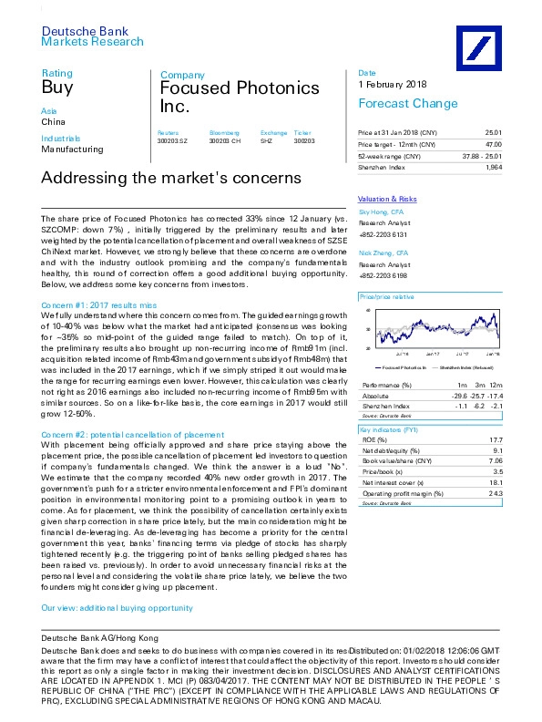Addressing the market's concerns
