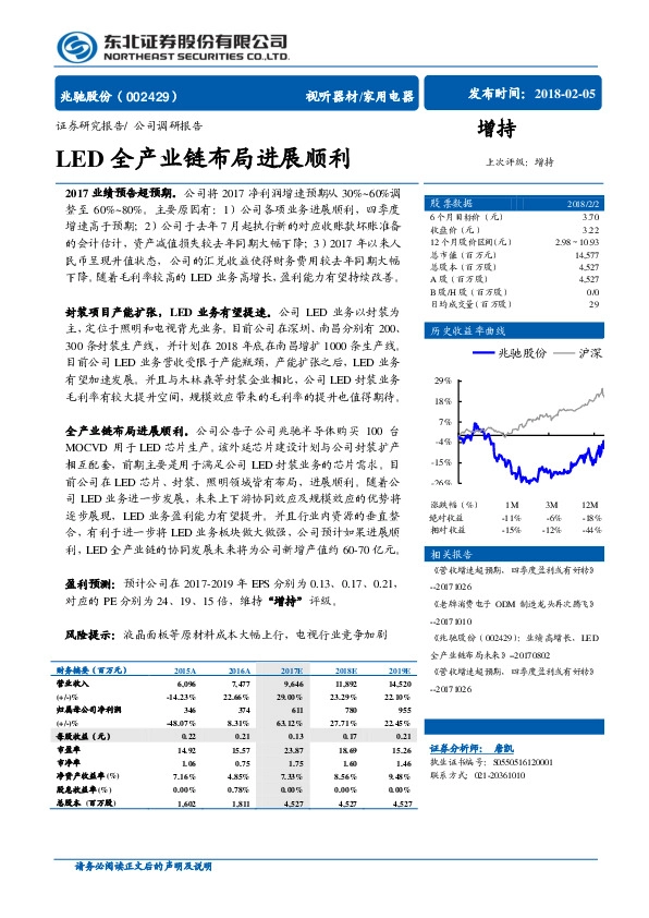 LED全产业链布局进展顺利
