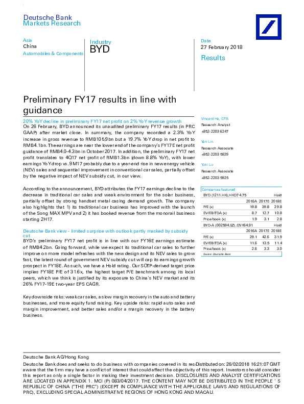 Preliminary FY17 results in line with guidance