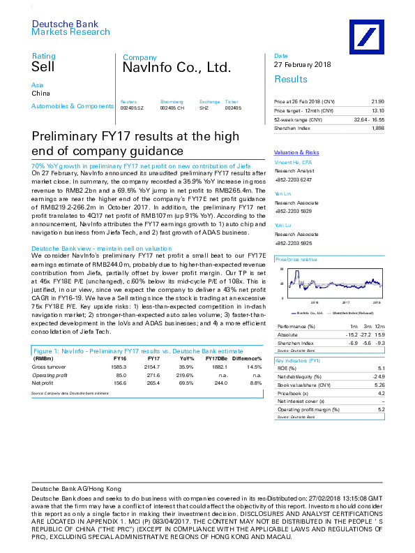Preliminary FY17 results at the high end of company guidance