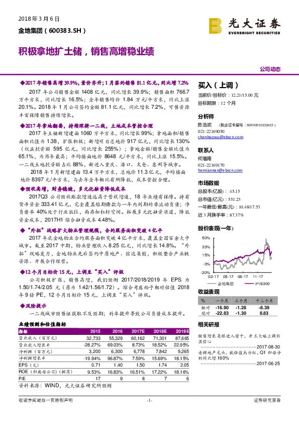 积极拿地扩土储，销售高增稳业绩