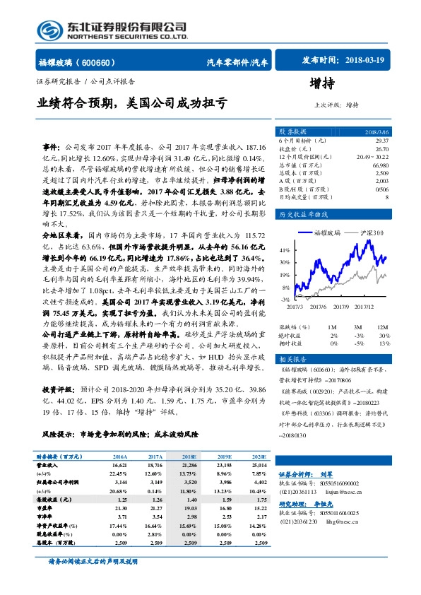 业绩符合预期，美国公司成功扭亏