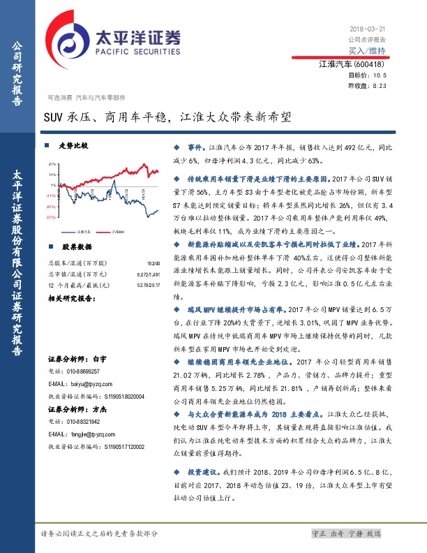 SUV承压、商用车平稳，江淮大众带来新希望