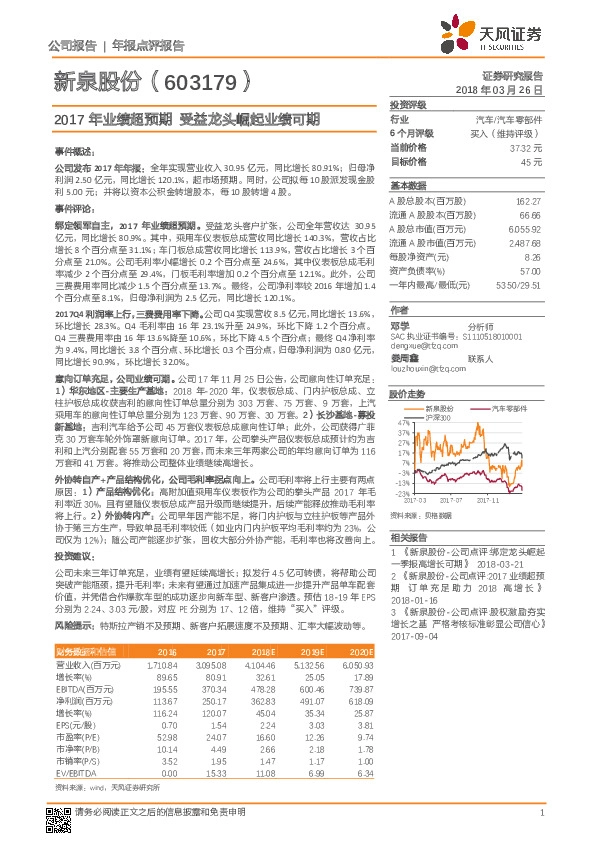 2017年业绩超预期 受益龙头崛起业绩可期