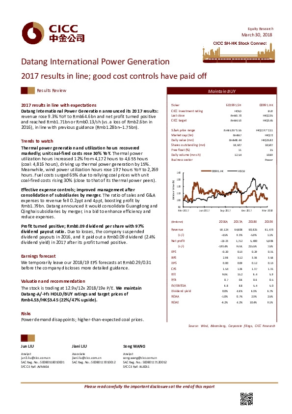2017 results in line; good cost controls have paid off