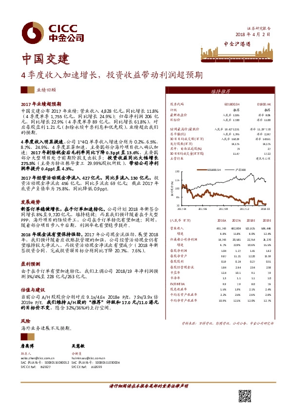 4季度收入加速增长，投资收益带动利润超预期