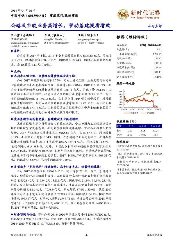 公路及市政业务高增长，带动基建提质增效